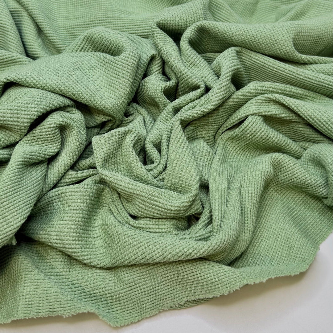 Seedling Sprouts - Waffle Knit Cotton Knit - Mint Green - 2.5M Bundle - True Deadstock fabric Fabric by private - Sustainable Textile | FABCYCLE