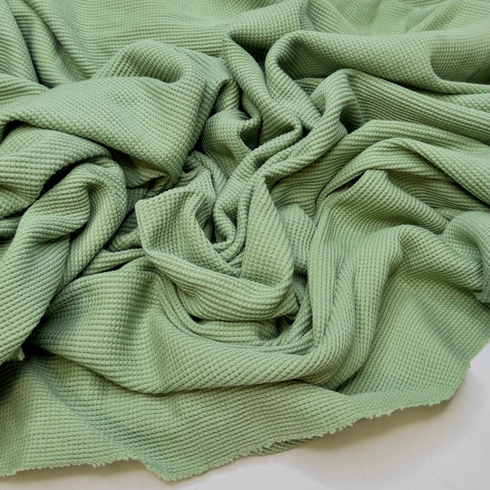 Seedling Sprouts - Waffle Knit Cotton Knit - Mint Green - 2.5M Bundle - True Deadstock fabric Fabric by private - Sustainable Textile | FABCYCLE