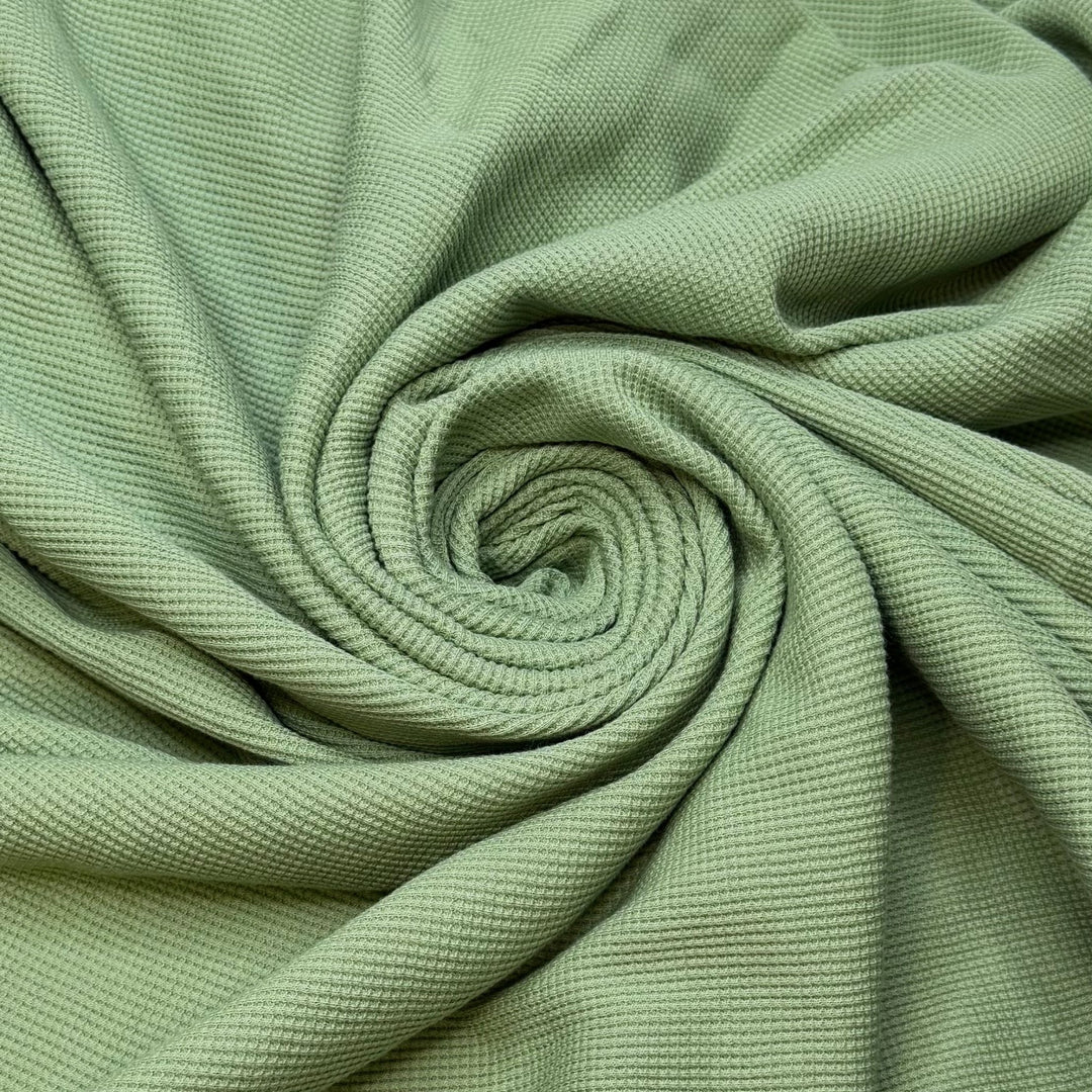 Seedling Sprouts - Waffle Knit Cotton Knit - Mint Green - 2.5M Bundle - True Deadstock fabric Fabric by private - Sustainable Textile | FABCYCLE