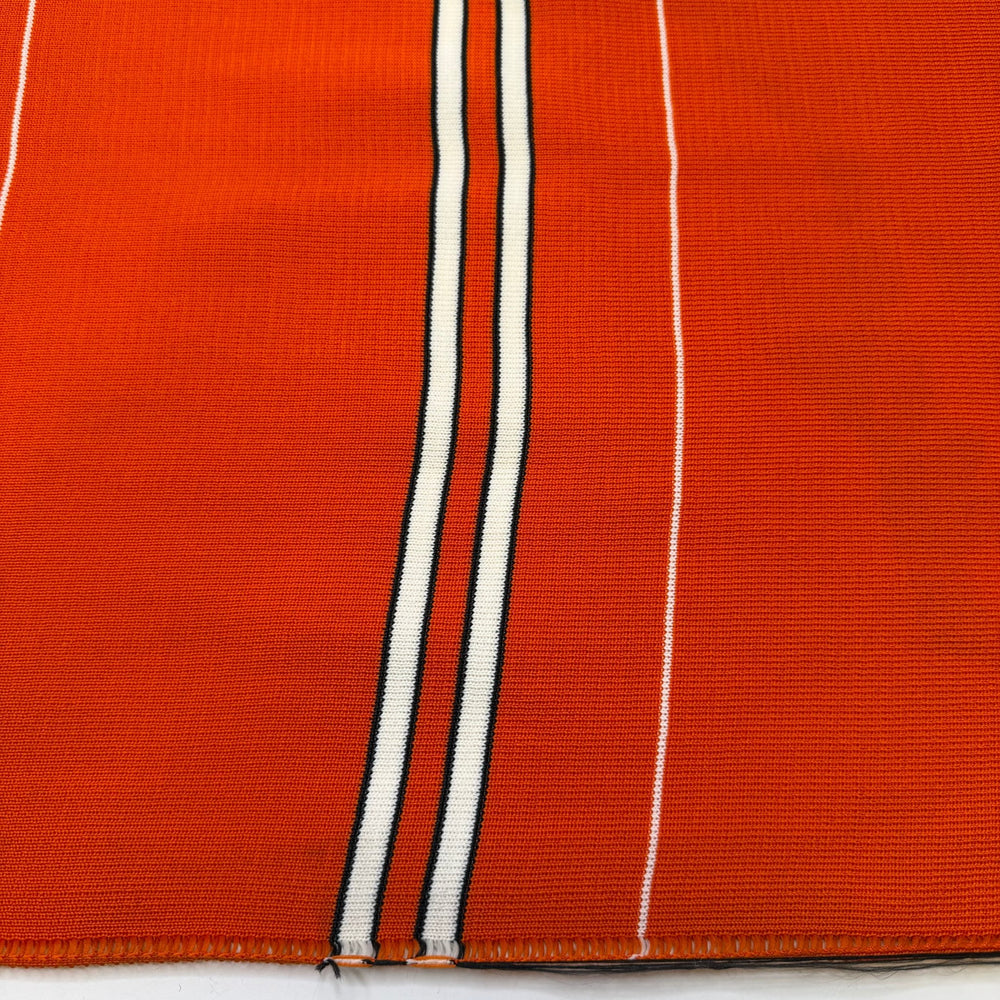 Self Care Day - Rib Knit Polyester Blend Knit - Orange/White Stripes - 0.9M Bundle - True Deadstock fabric Fabric by private - Sustainable Textile | FABCYCLE