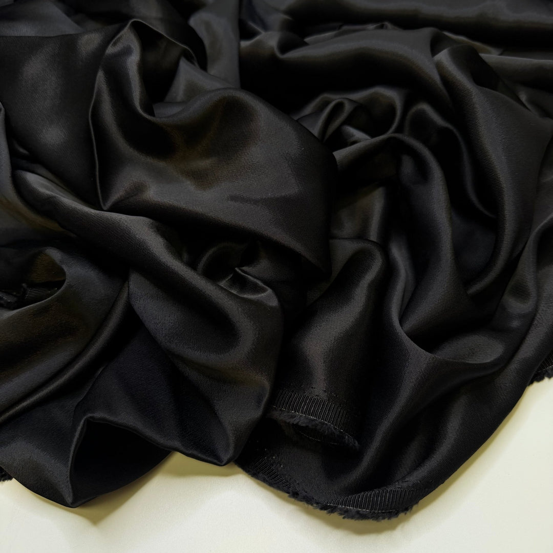 Sending RSVPs - Satin Cotton Blend Woven - Black - 2M Bundle - True Deadstock fabric Fabric by private - Sustainable Textile | FABCYCLE