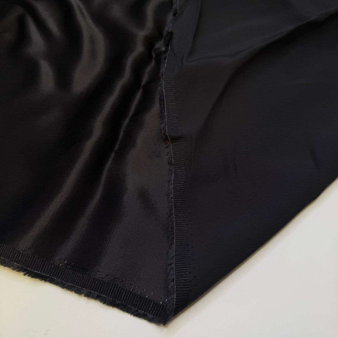 Sending RSVPs - Satin Cotton Blend Woven - Black - 2M Bundle - True Deadstock fabric Fabric by private - Sustainable Textile | FABCYCLE