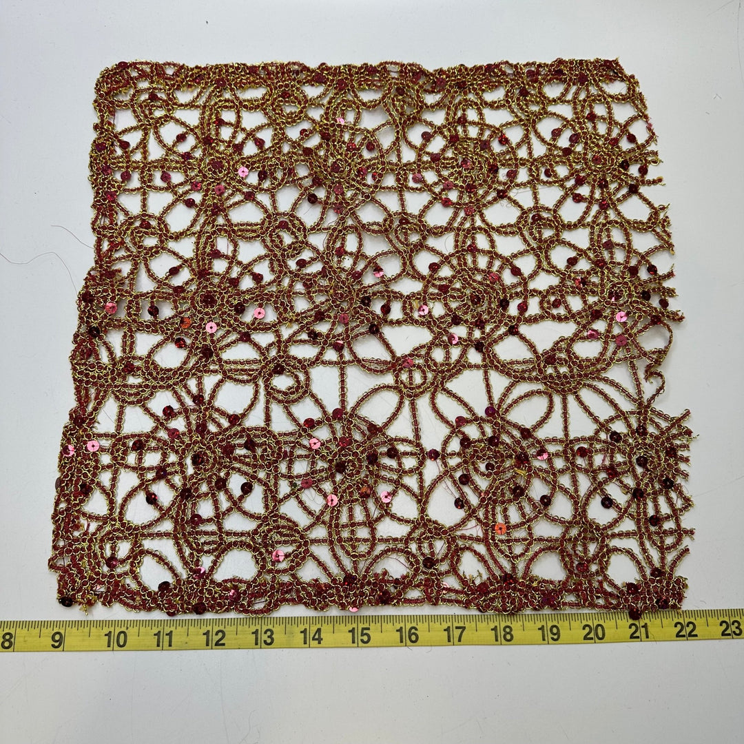 Sequin Applique - Red/Gold - Individual - True Deadstock supplies Fabric by private - Sustainable Textile | FABCYCLE