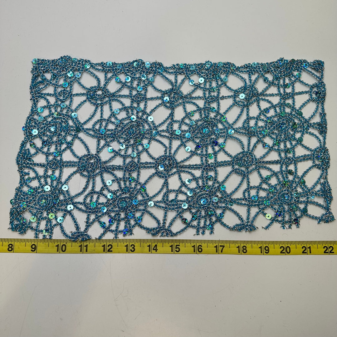 Sequins Applique - Light Blue/Silver - Individual - True Deadstock supplies Fabric by private - Sustainable Textile | FABCYCLE
