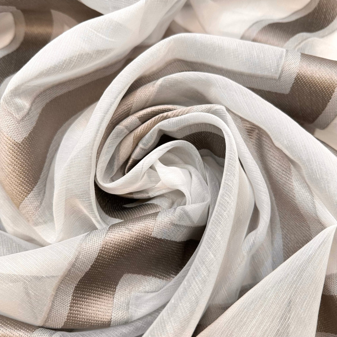 Set The Table - Poly Woven - White/Grey Geometric - 2.75M Bundle - True Deadstock fabric Fabric by private - Sustainable Textile | FABCYCLE