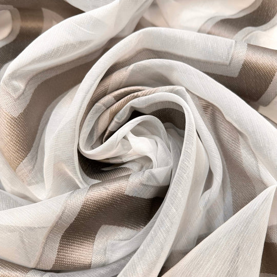 Set The Table - Poly Woven - White/Grey Geometric - 2.75M Bundle - True Deadstock fabric Fabric by private - Sustainable Textile | FABCYCLE