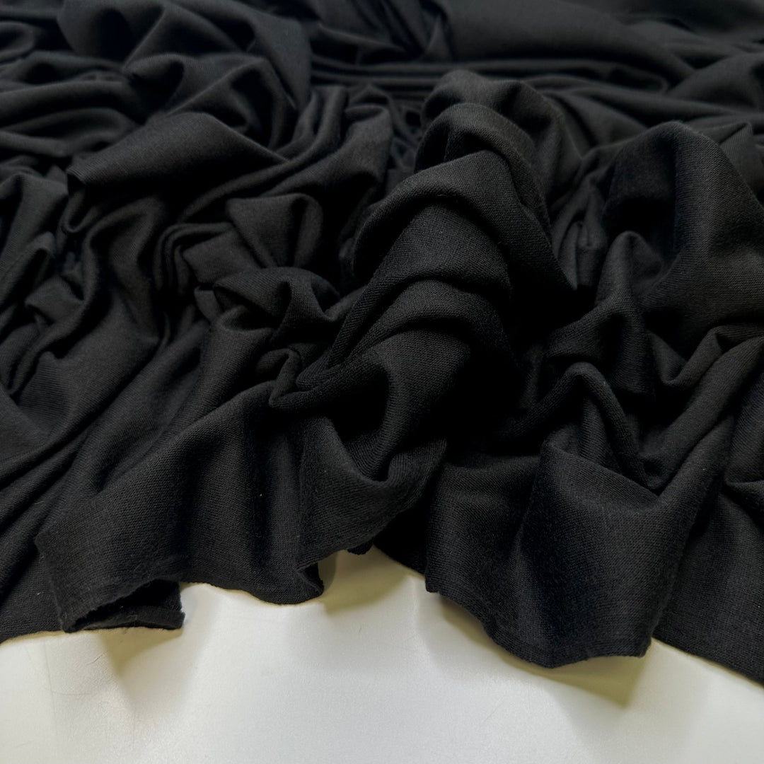 Setting My Alarm Just To Snooze It - French Terry Poly Knit - Black - 2M Bundle - True Deadstock fabric Fabric by private - Sustainable Textile | FABCYCLE