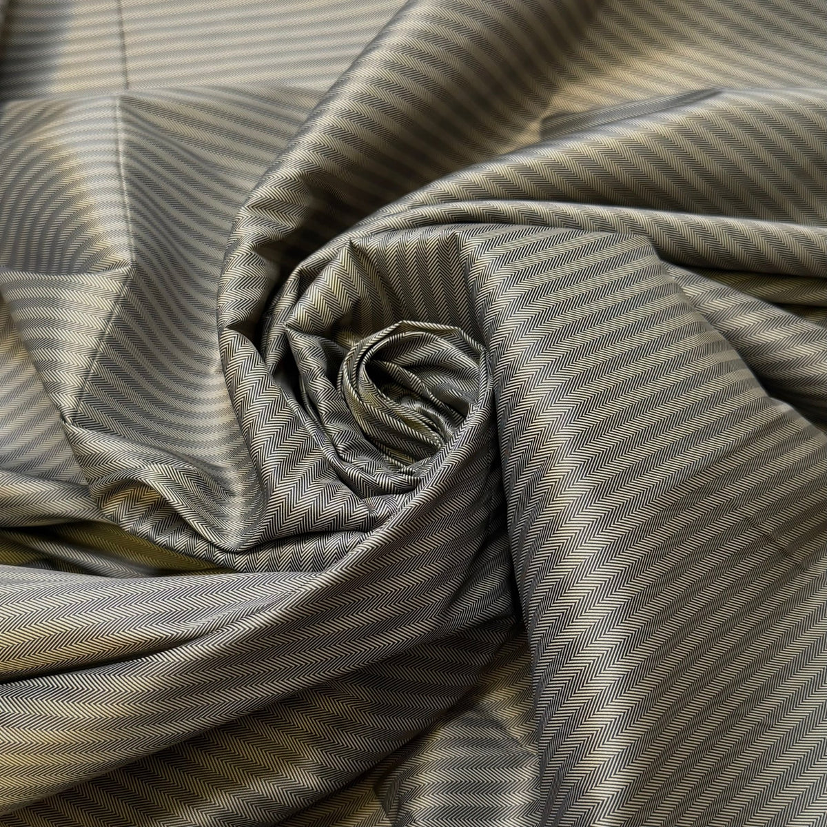 Setting The Silverware - Water Resistant Poly/Nylon Woven - Taupe Black Herringbone - Bundles - True Deadstock fabric Fabric by private - Sustainable Textile | FABCYCLE