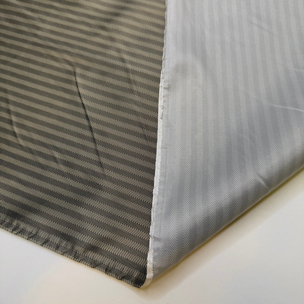 Setting The Silverware - Water Resistant Poly/Nylon Woven - Taupe Black Herringbone - Bundles - True Deadstock fabric Fabric by private - Sustainable Textile | FABCYCLE