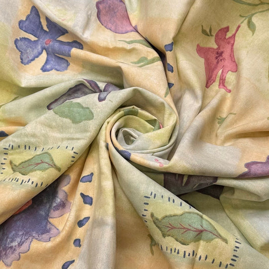 Setting Up The Kids Table - Cotton Woven - Light Multi Floral - 2.2M Bundle - True Deadstock fabric Fabric by private - Sustainable Textile | FABCYCLE