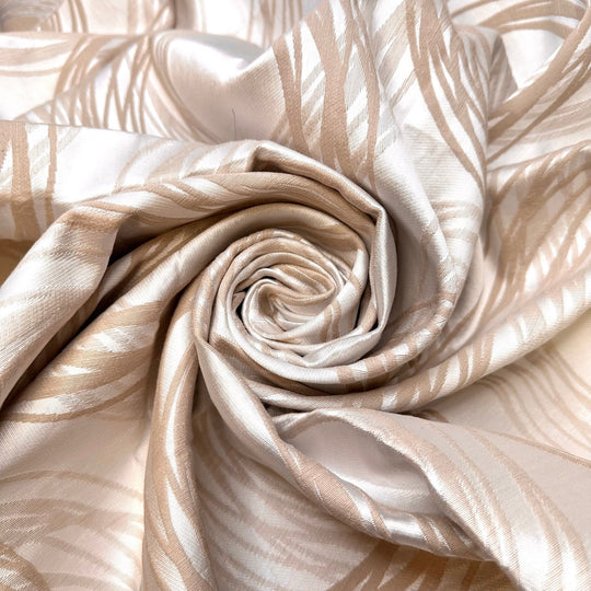 Setting Up The Tables - Polyester Blend Woven - Light Beige/Cream Abstract - 1.2M Bundle - True Deadstock fabric Fabric by private - Sustainable Textile | FABCYCLE