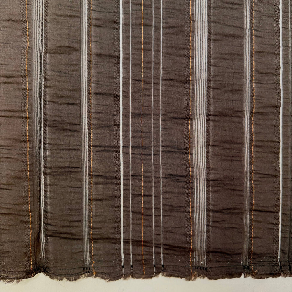 Sew Far Sew Good - Seersucker Cotton Woven - Dark Brown Stripes - Bundles - True Deadstock fabric Fabric by private - Sustainable Textile | FABCYCLE