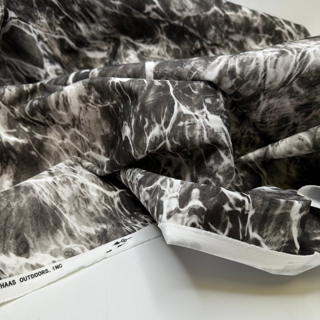 Sew Ready For 2025 - Goretex Basket Weave Poly/PU Woven - Grey/White Abstract - 2M Bundle - True Deadstock fabric Fabric by private - Sustainable Textile | FABCYCLE