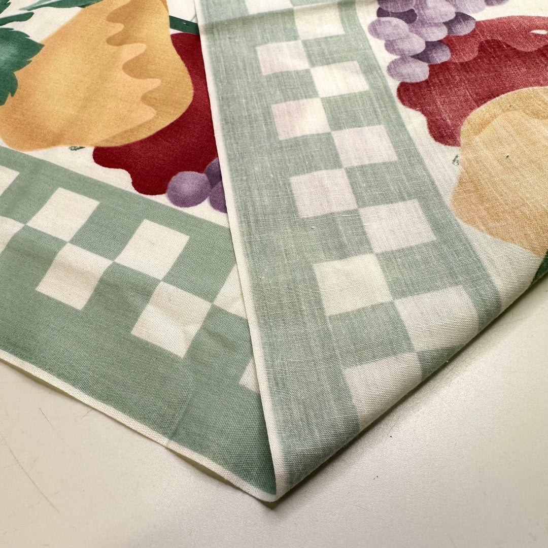 Sewing At The Kitchen Table - Synthetic Blend Woven - White Multi Fruit Grid - 1.35M Bundle - True Deadstock fabric Fabric by private - Sustainable Textile | FABCYCLE