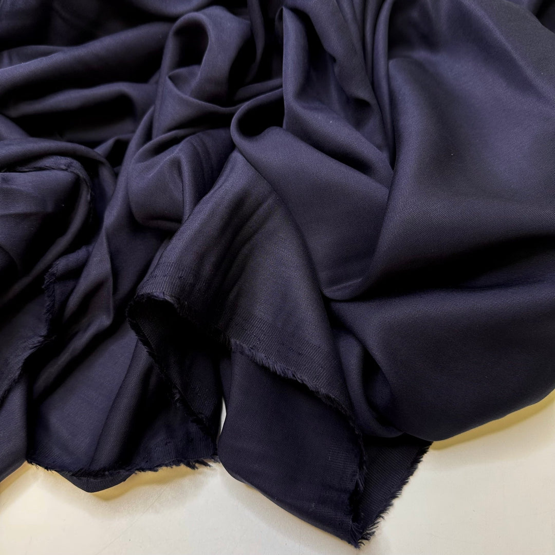 Sewing Chiffon With A Denim Needle - Twill Weave Tencel Woven - Dark Navy - 2.15M Bundle - True Deadstock fabric Fabric by private - Sustainable Textile | FABCYCLE