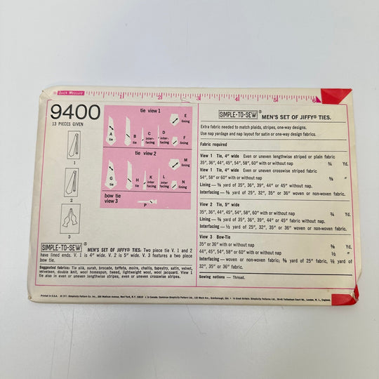 Sewing Pattern - Accessories - Simplicity 9400 - True Deadstock supplies Fabric by private - Sustainable Textile | FABCYCLE