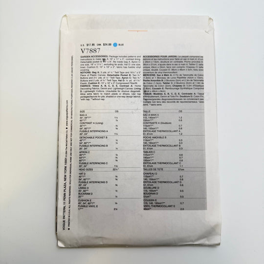 Sewing Pattern - Accessories - Vogue 7887 - True Deadstock supplies Fabric by private - Sustainable Textile | FABCYCLE