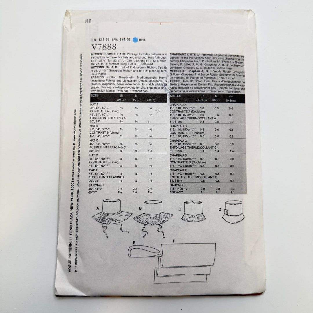 Sewing Pattern - Accessories - Vogue 7888 - True Deadstock supplies Fabric by private - Sustainable Textile | FABCYCLE