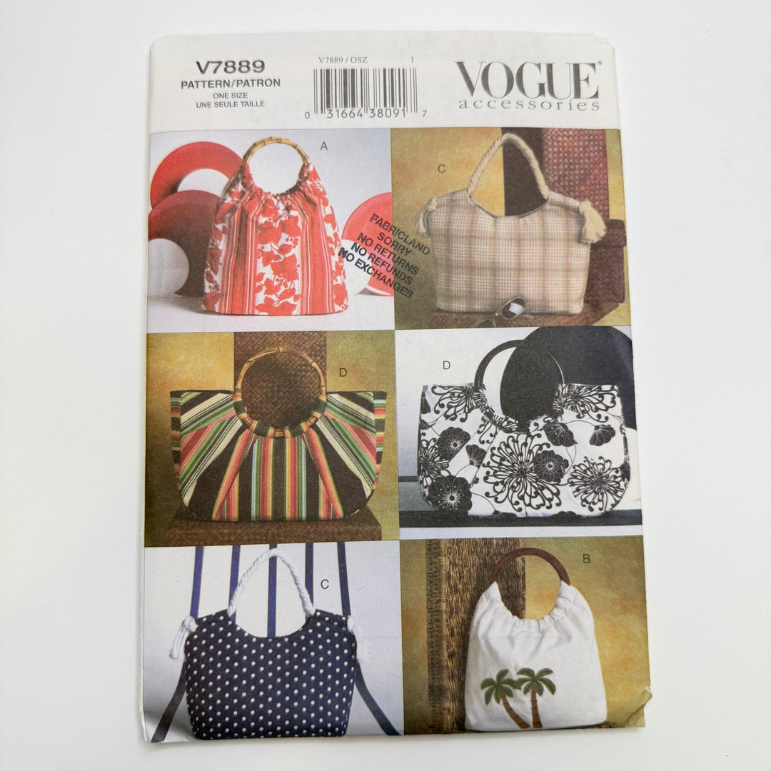 Sewing Pattern - Accessories - Vogue 7889 - True Deadstock supplies Fabric by private - Sustainable Textile | FABCYCLE