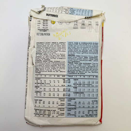 Sewing Pattern - Childrenswear - Butterick 4585 - True Deadstock supplies Fabric by private - Sustainable Textile | FABCYCLE