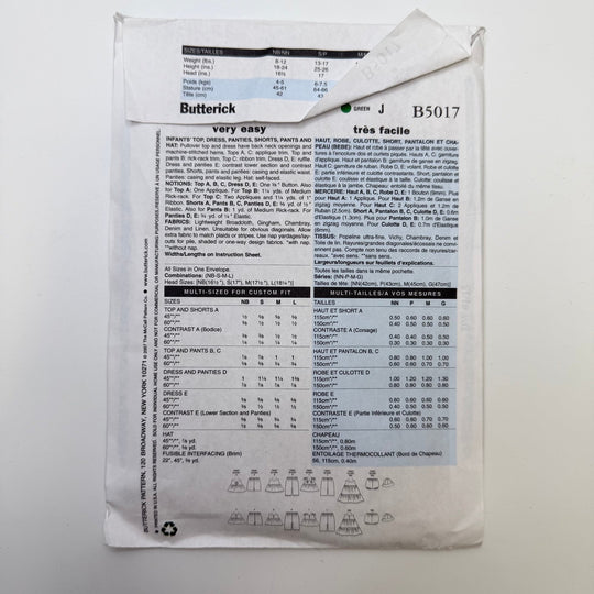 Sewing Pattern - Childrenswear - Butterick 5017 - True Deadstock supplies Fabric by private - Sustainable Textile | FABCYCLE