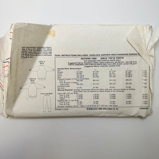 Sewing Pattern - Childrenswear - Kwik Sew 1590 - True Deadstock supplies Fabric by private - Sustainable Textile | FABCYCLE