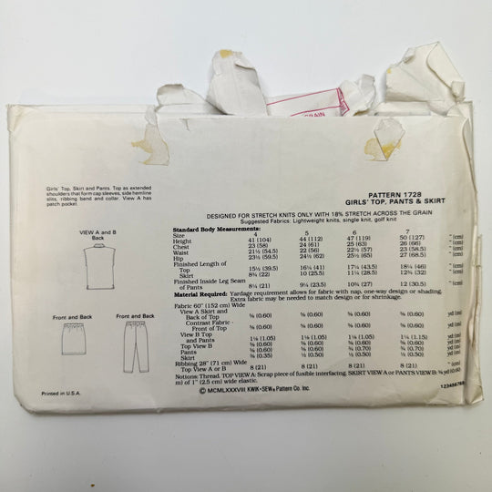 Sewing Pattern - Childrenswear - Kwik Sew 1728 - True Deadstock supplies Fabric by private - Sustainable Textile | FABCYCLE