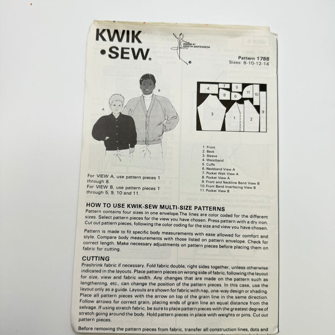 Sewing Pattern - Childrenswear - Kwik Sew 1788 - True Deadstock supplies Fabric by private - Sustainable Textile | FABCYCLE
