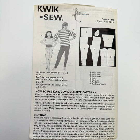 Sewing Pattern - Childrenswear - Kwik Sew 1890 - True Deadstock supplies Fabric by private - Sustainable Textile | FABCYCLE
