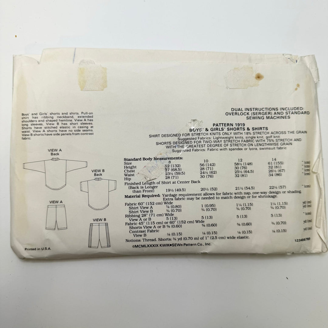 Sewing Pattern - Childrenswear - Kwik Sew 1919 - True Deadstock supplies Fabric by private - Sustainable Textile | FABCYCLE