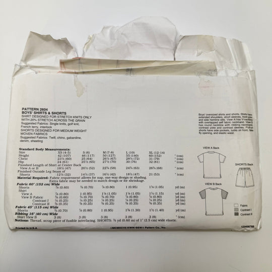 Sewing Pattern - Childrenswear - Kwik Sew 2604 - True Deadstock supplies Fabric by private - Sustainable Textile | FABCYCLE