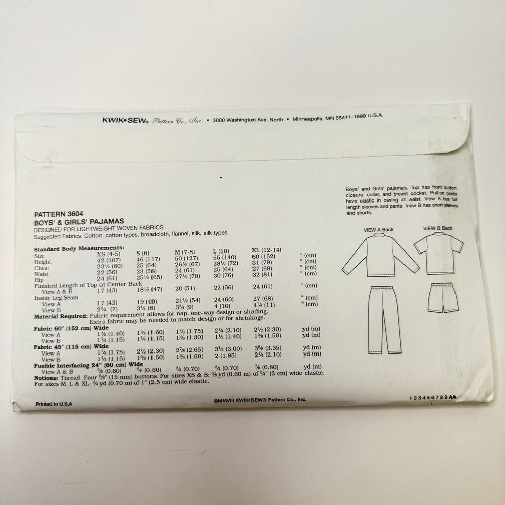 Sewing Pattern - Childrenswear - Kwik Sew 3604 - True Deadstock supplies Fabric by private - Sustainable Textile | FABCYCLE