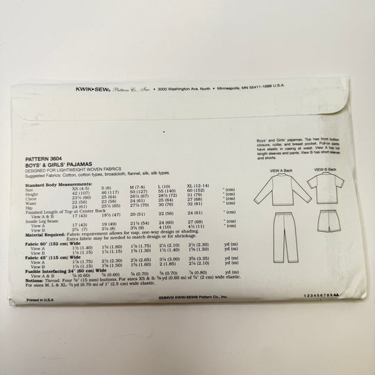 Sewing Pattern - Childrenswear - Kwik Sew 3604 - True Deadstock supplies Fabric by private - Sustainable Textile | FABCYCLE