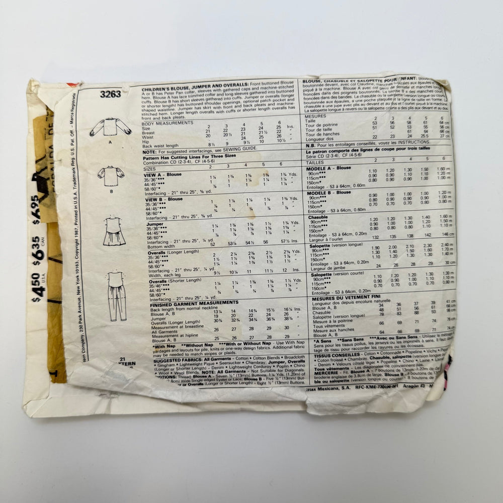 Sewing Pattern - Childrenswear - McCall's 3263 - True Deadstock supplies Fabric by private - Sustainable Textile | FABCYCLE