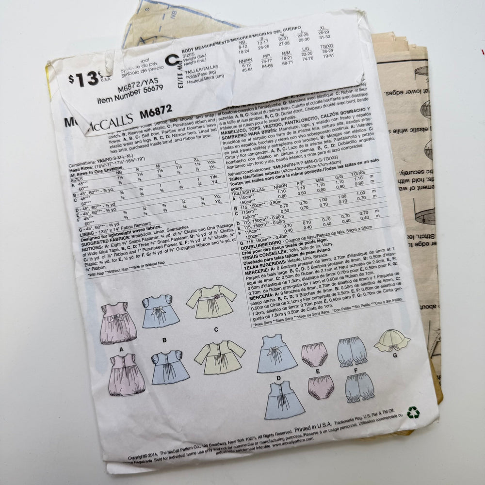 Sewing Pattern - Childrenswear - McCall's 6872 - True Deadstock supplies Fabric by private - Sustainable Textile | FABCYCLE