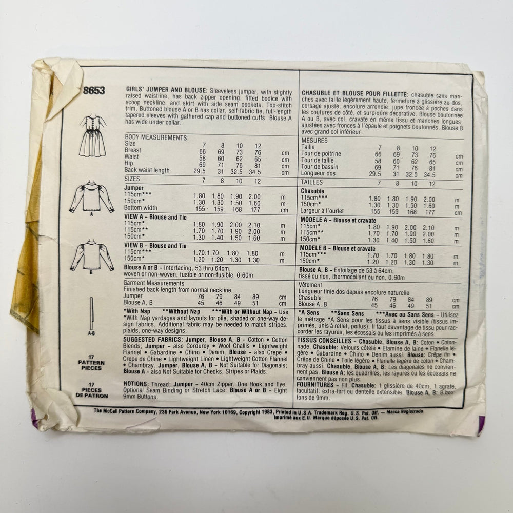 Sewing Pattern - Childrenswear - McCall's 8653 - True Deadstock supplies Fabric by private - Sustainable Textile | FABCYCLE
