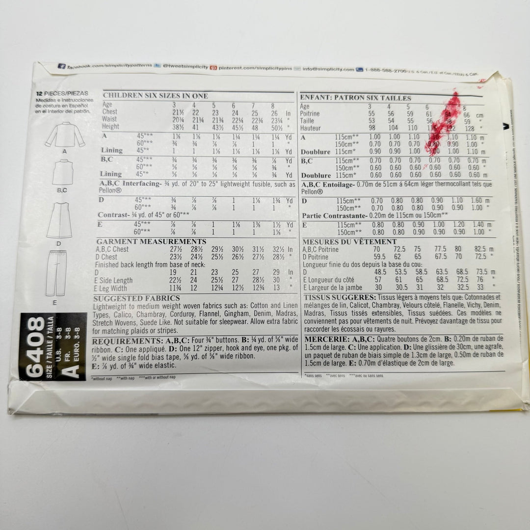 Sewing Pattern - Childrenswear - New Look 6408 - True Deadstock supplies Fabric by private - Sustainable Textile | FABCYCLE