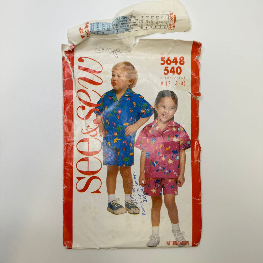 Sewing Pattern - Childrenswear - See &amp; Sew 5648 - True Deadstock supplies Fabric by private - Sustainable Textile | FABCYCLE