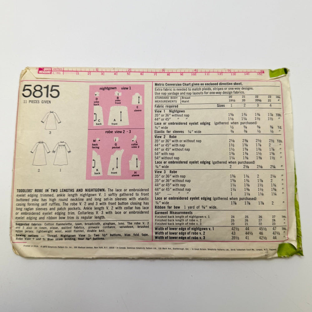 Sewing Pattern - Childrenswear - Simplicity 5815 - True Deadstock supplies Fabric by private - Sustainable Textile | FABCYCLE