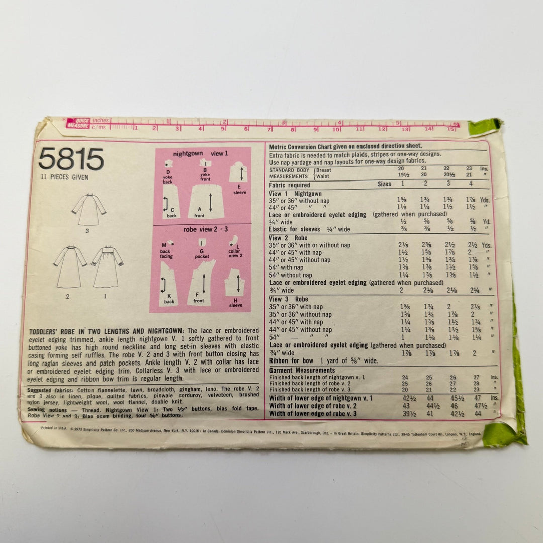 Sewing Pattern - Childrenswear - Simplicity 5815 - True Deadstock supplies Fabric by private - Sustainable Textile | FABCYCLE