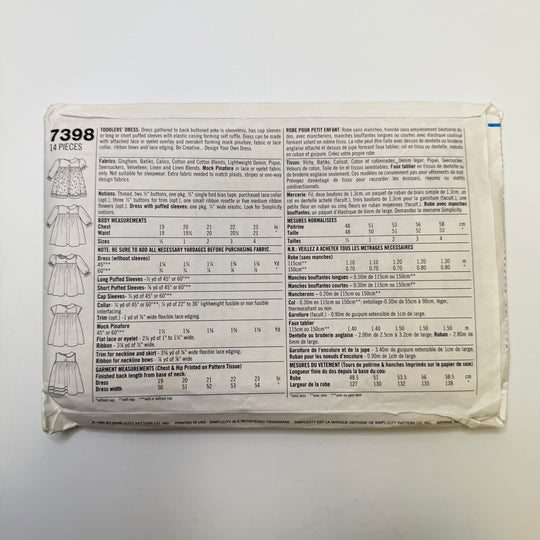 Sewing Pattern - Childrenswear - Simplicity 7398 - True Deadstock supplies Fabric by private - Sustainable Textile | FABCYCLE