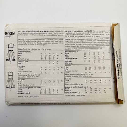Sewing Pattern - Childrenswear - Simplicity 8039 - True Deadstock supplies Fabric by private - Sustainable Textile | FABCYCLE