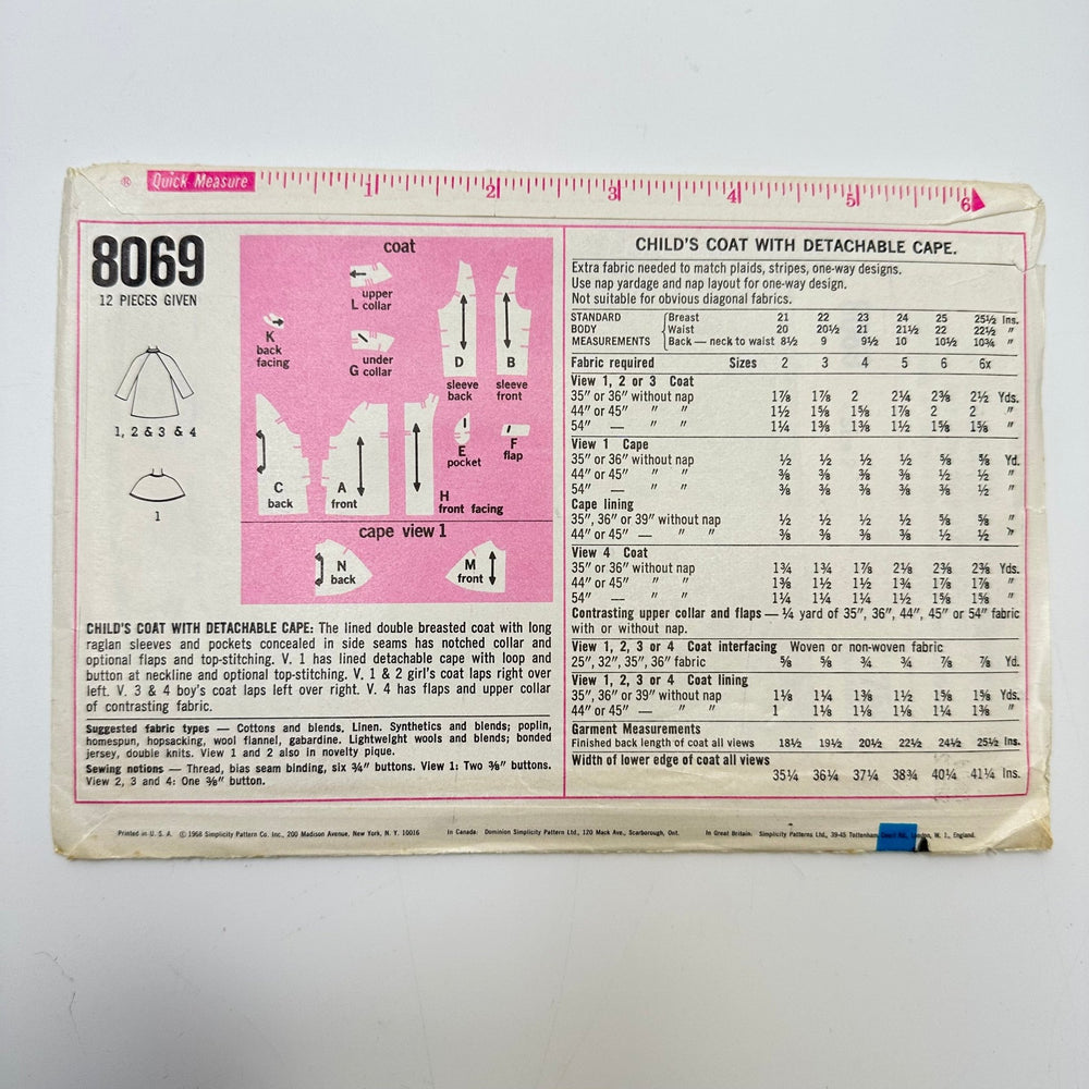 Sewing Pattern - Childrenswear - Simplicity 8069 - True Deadstock supplies Fabric by private - Sustainable Textile | FABCYCLE