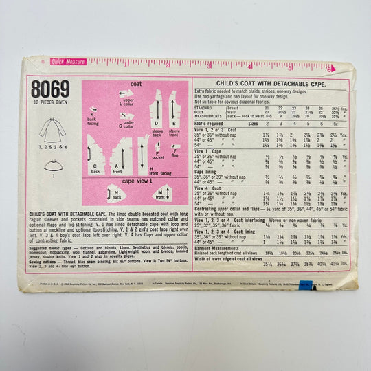 Sewing Pattern - Childrenswear - Simplicity 8069 - True Deadstock supplies Fabric by private - Sustainable Textile | FABCYCLE
