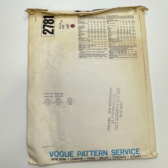 Sewing Pattern - Childrenswear - Vogue 2781 - True Deadstock supplies Fabric by private - Sustainable Textile | FABCYCLE
