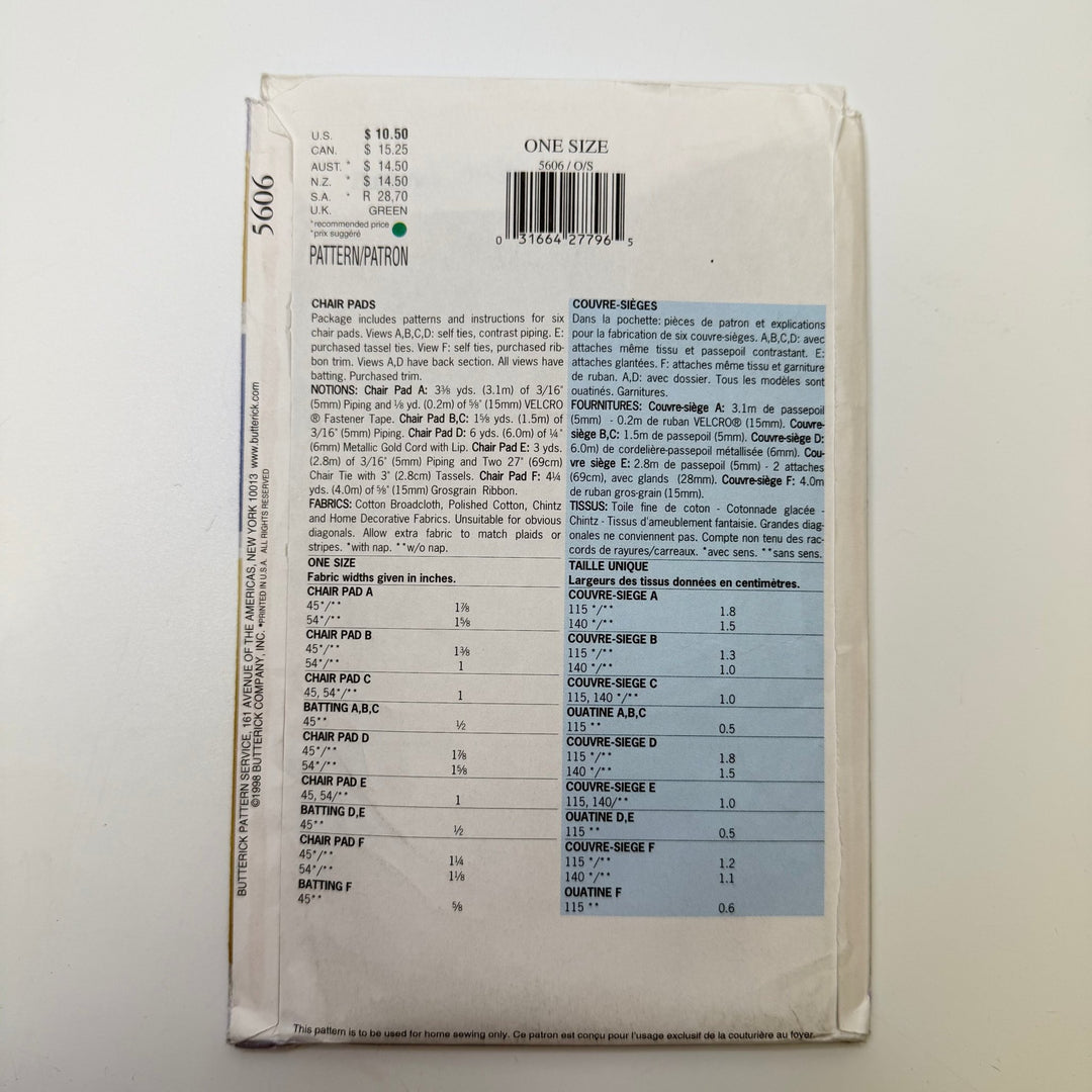 Sewing Pattern - Craft - Butterick 5606 - True Deadstock supplies Fabric by private - Sustainable Textile | FABCYCLE
