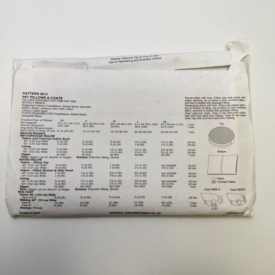 Sewing Pattern - Craft - Kwik Sew 2813 - True Deadstock supplies Fabric by private - Sustainable Textile | FABCYCLE