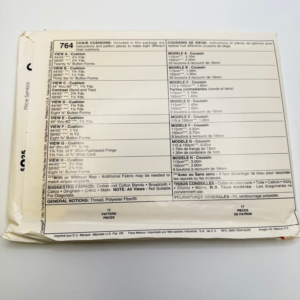 Sewing Pattern - Craft - McCall's 764 - True Deadstock supplies Fabric by private - Sustainable Textile | FABCYCLE
