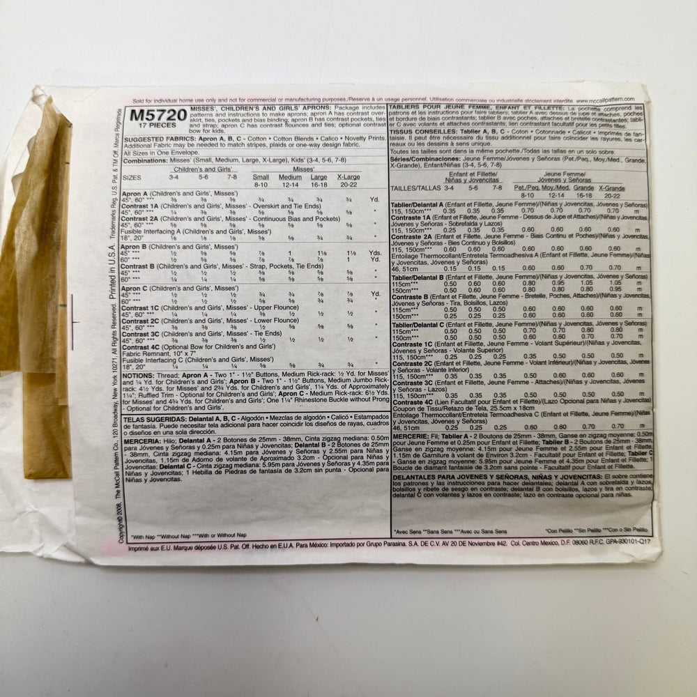 Sewing Pattern - Craft - McCall's M5720 - True Deadstock supplies Fabric by private - Sustainable Textile | FABCYCLE