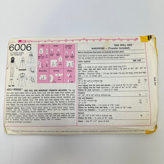 Sewing Pattern - Craft - Simplicity 6006 - True Deadstock supplies Fabric by private - Sustainable Textile | FABCYCLE